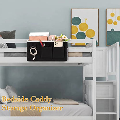 Bedside Caddy Bedside Storage Bag for Headboards/Bunk Bed - color: 2PC Black