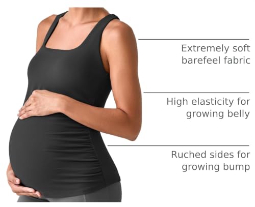 G4Free BareFeel Maternity Tank Tops with Removable Pads Pregnancy Clothes - color: Black, size: Medium