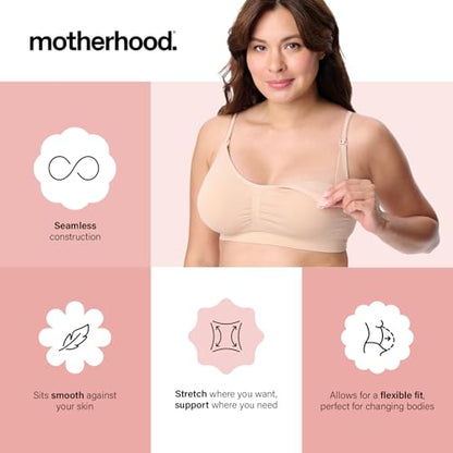 Motherhood Maternity Women's Wireless Clip Down Seamless Nursing Bra for Breastfeeding - color: Essential Nude, size: X-Large