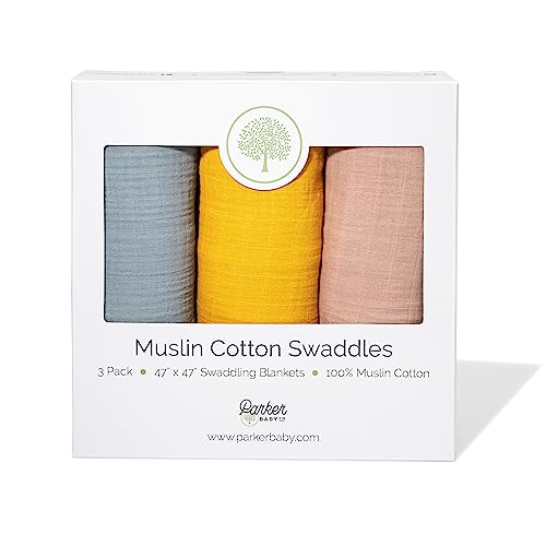 Parker Baby Co. Soft Muslin Baby Swaddle Blankets, 3 Pack - Dune Set - color: Dune