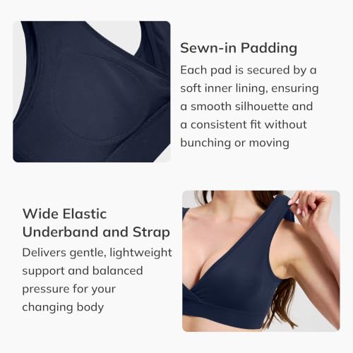 netdraw Padded Bamboo Viscose Nursing Sleep Bra - color: Ocean Blue, size: Medium