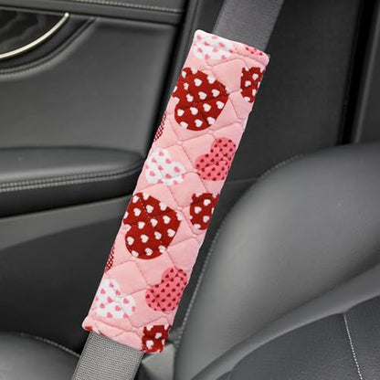 Amooca 2 Pack Seat Belt Covers Soft Shoulder Pad for Cars & Backpack - color: Pink Heart