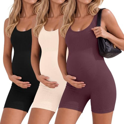 3 Pack Maternity Bodysuits - color: Wine Red, Apricot, Black, size: Large