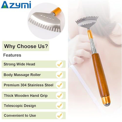 Telescopic Back Scratcher for Women Men, Wooden Handle Extendable - size: 1 Count (Pack of 1)