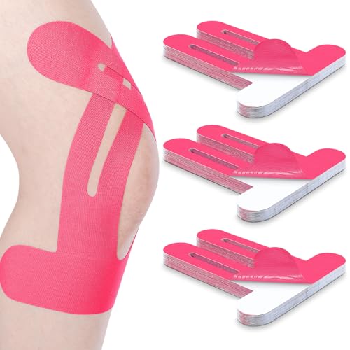 50 Pcs Precut Kinesiology Tape for Knees, Rose Red - color: Rose Red