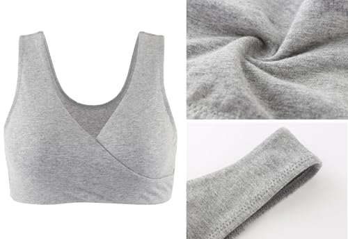 Women's Cotton Wireless Sleep Bra for Nursing and Maternity - color: Black+black+grey, size: Medium