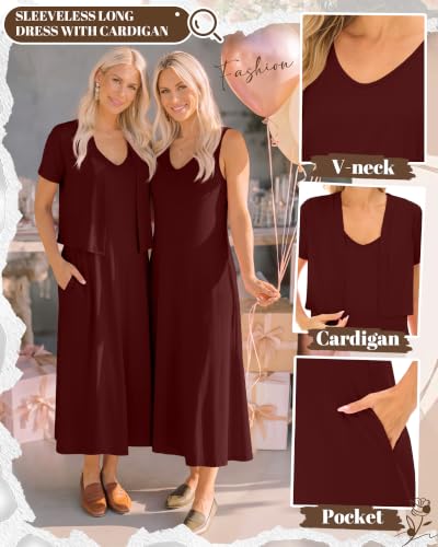2 Piece Women's Maternity Cardigan Set, Wine Red, Medium