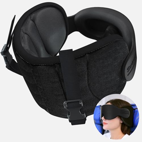 SARISUN Travel Pillows for Airplanes, Stable Head Support, Travel Essential - color: Black