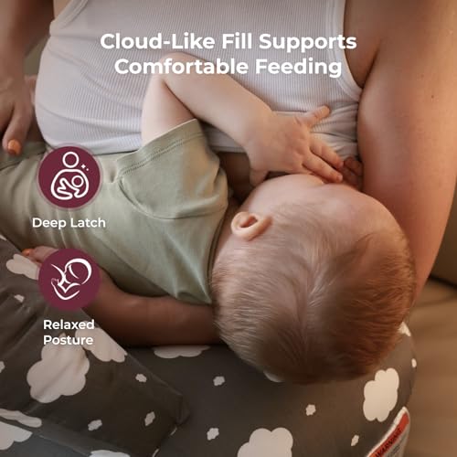 Momcozy Original Nursing Pillow for Breastfeeding - Innovative Safety Guard - color: Grey