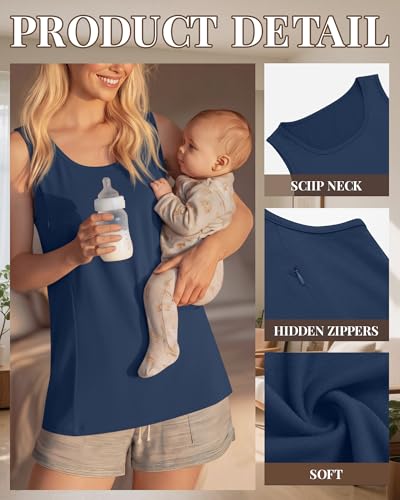 4 Pack Women's Nursing Tank Tops - color: Black, Fruit Green, Light Pink, Haze Blue, size: Medium
