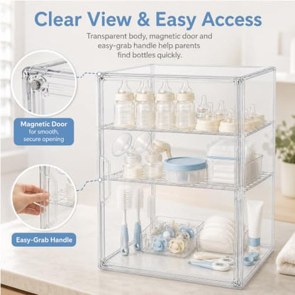 YESGIRL Clear Acrylic Baby Bottle Storage Organizer for Countertop Cabinet