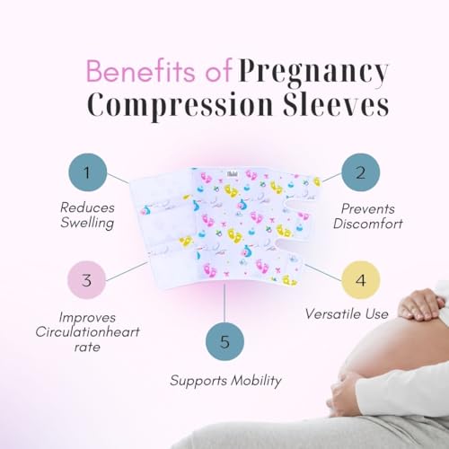 ELI&VAL New Mommy Essentials for First Time Mom – 2 Pack Pregnancy Calf Compression Sleeves – 1st Trimester Must Haves for Leg Support, Swelling, Fatigue & Circulation During Pregnancy and Postpartum