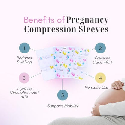 ELI&VAL New Mommy Essentials for First Time Mom – 2 Pack Pregnancy Calf Compression Sleeves – 1st Trimester Must Haves for Leg Support, Swelling, Fatigue & Circulation During Pregnancy and Postpartum