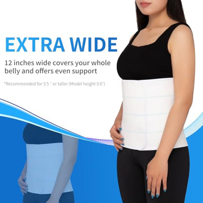 S Abdominal Binder Post Surgery for Men and Women, 12" High Postpartum Tummy Tuck Belt Provides Bariatric Stomach Compression, High Elasticity, Breathable - (60" - 75") 4 PANEL White - size: 60"-75" (XL), style: 4 Panel White