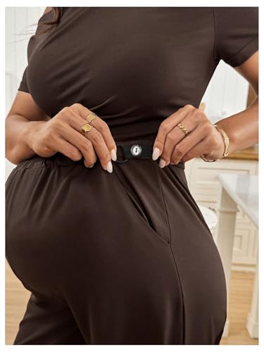 SweatyRocks Women's Maternity Sets 2 Piece Off The Shoulder Top and Pants - color: Brown, size: Large