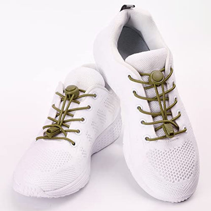 UpUGo Elastic Shoe Laces, No Tie Shoe Laces for All Ages, One Size Fit All - color: Plain Armygreen, size: 1 pair