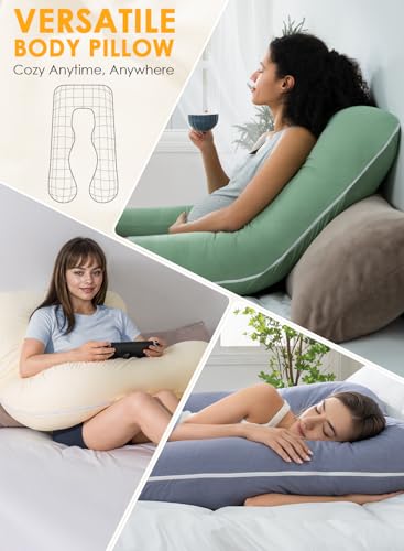 QUEEN ROSE Cotton Pregnancy Pillow, U Shaped Maternity Body Pillow, Yellow - color: Yellow