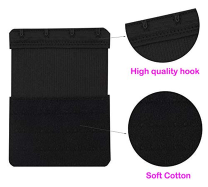 Tamlien 4 Hook Bra Extenders,Stretchy Soft Comfortable Bra Strap Extender - color: Black