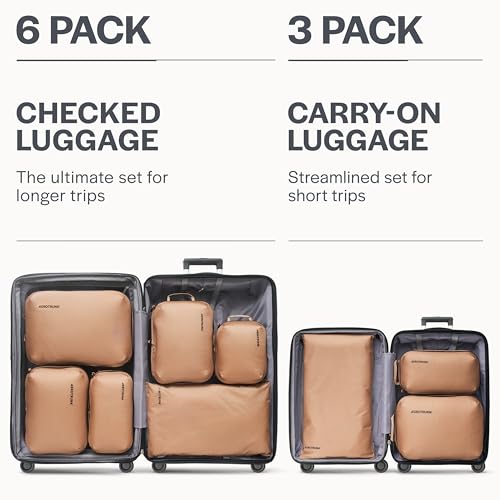 Aerotrunk Ultralight Compression Packing Cubes for Travel, 6-Pack, Mocha - color: Mocha, size: 6-Pack