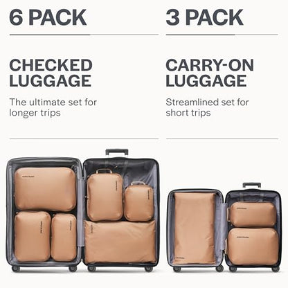 Aerotrunk Ultralight Compression Packing Cubes for Travel, 6-Pack, Mocha - color: Mocha, size: 6-Pack