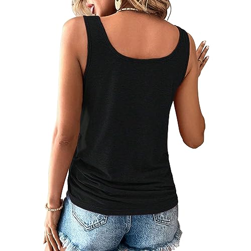 3 Pack Women Tank Tops Summer Sleeveless Loose Button Casual Henley Shirts - color: Black/White/Crimson, size: Medium
