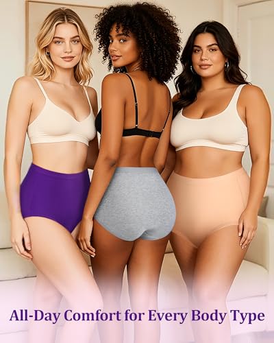 Annenmy High Waisted Panties Women's Cotton Underwear Full Coverage Briefs Soft Breathable Stretch Briefs Regular & Plus Size - color: Multicolor-b, size: Medium