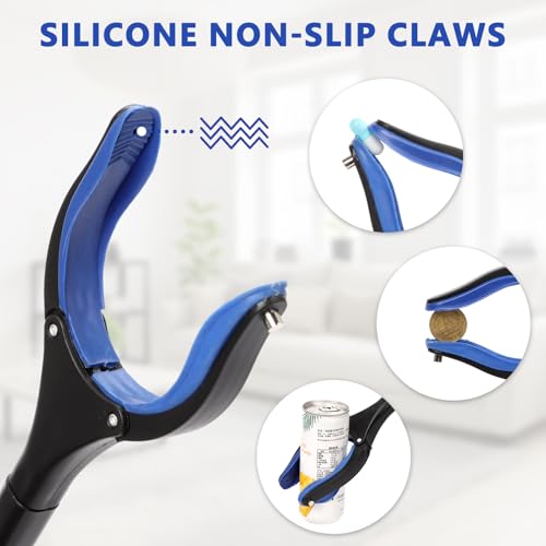 2-Pack Grabber Reacher Tool, 36" Foldable Trash Picker Upper - color: Blue