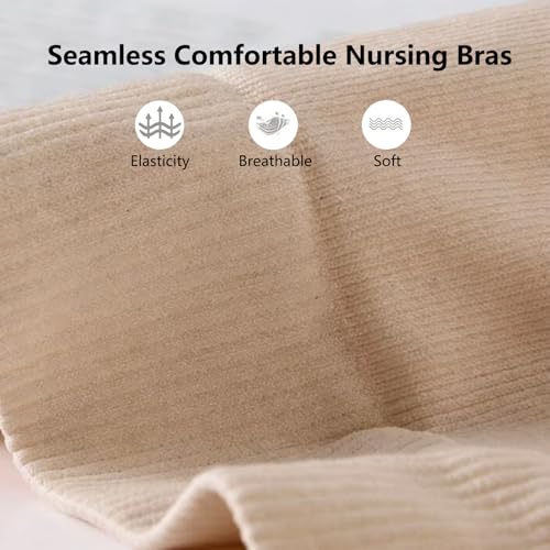 3 Pack Seamless Nursing Bras, Adjustable Breastfeeding Soft Maternity Bra, Women Comfort Pregnancy Sleep Bralette. - color: Black-beige-pink, size: Medium