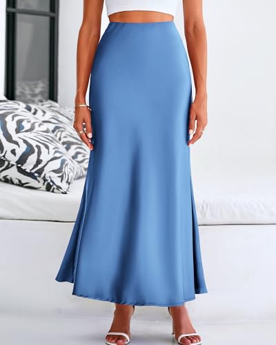 BTFBM Maxi Skirts for Women Business Casual - color: Blue, size: Large