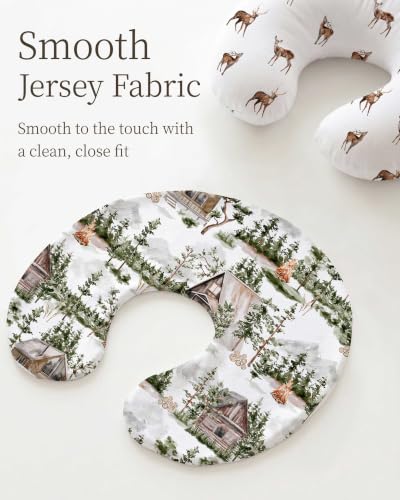 Nursing Pillow Covers 2 Pack, Stretchy Breastfeeding Pillow Covers for Baby - color: Forest Lodge