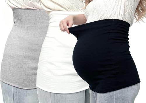 Vanrose Jan Maternity Belly Band Gentle Warmth & Pants Extension High Stretch & Soft Double-Layer Black Gray White L/XL - color: 3 Pack 14" Black White Gray, size: Large-X-Large