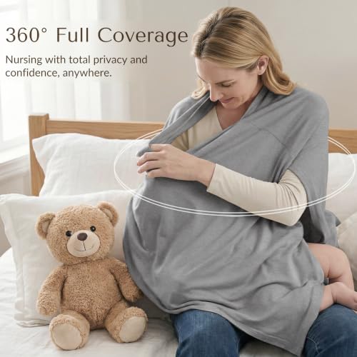 Konssy Rayon Made from Bamboo Nursing Cover for Breastfeeding - color: Grey