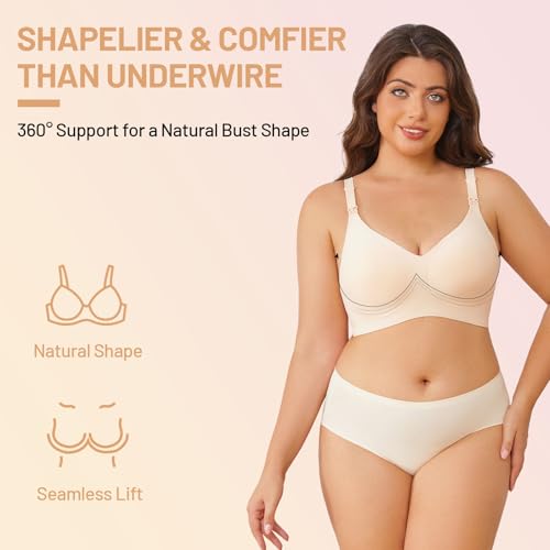 Nursing Bra for Breastfeeding,Maternity Bra Natural Shape,Nursing Sleep Bralette - color: Beige, size: Medium