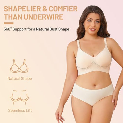 Nursing Bra for Breastfeeding,Maternity Bra Natural Shape,Nursing Sleep Bralette - color: Beige, size: Medium