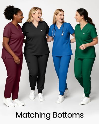 Scrub Tops for Women, Stretch V-Neck Scrub Tops - color: Royal Blue, size: Medium