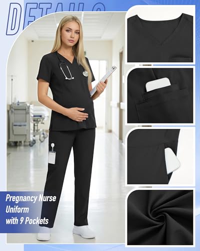 Women's Maternity Scrub Set - color: Black, size: X-Large