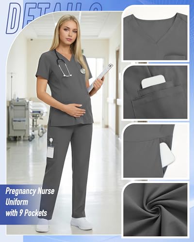 Women's Maternity Scrub Set - color: Gray, size: Medium
