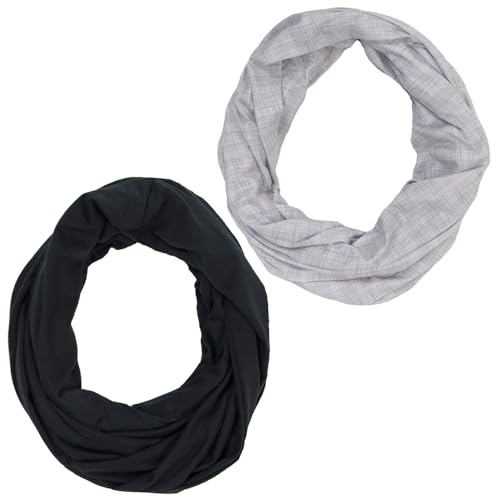 Nursing Cover Up Scarves for Breastfeeding Privacy Multi Use Infinity - color: 2pk Heathered Grey & Black