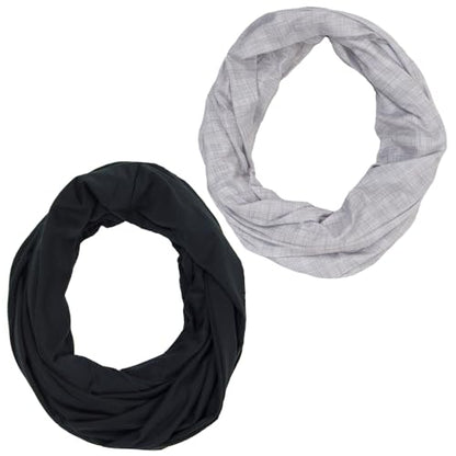 Nursing Cover Up Scarves for Breastfeeding Privacy Multi Use Infinity - color: 2pk Heathered Grey & Black