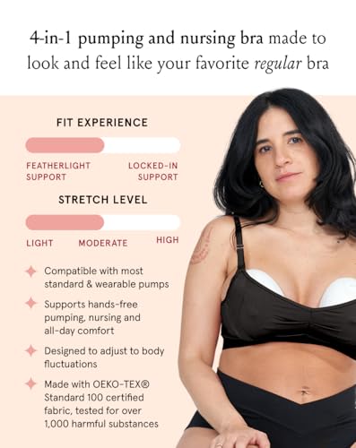Bodily Do Anything Nursing Bra for Breastfeeding & Hands-Free Pumping - color: Black, size: Small