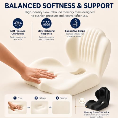 Ergonomic Seat Cushion for Office Chair with Lumbar Support - color: Gray