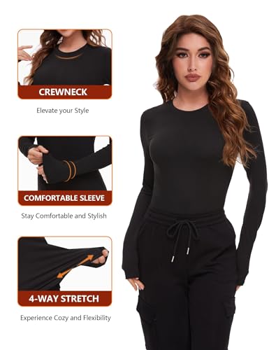 Dalavch 4 Pack Women's Long Sleeve Shirts Slim Fit Underscrub Tops - color: 4 Black, size: X-Small