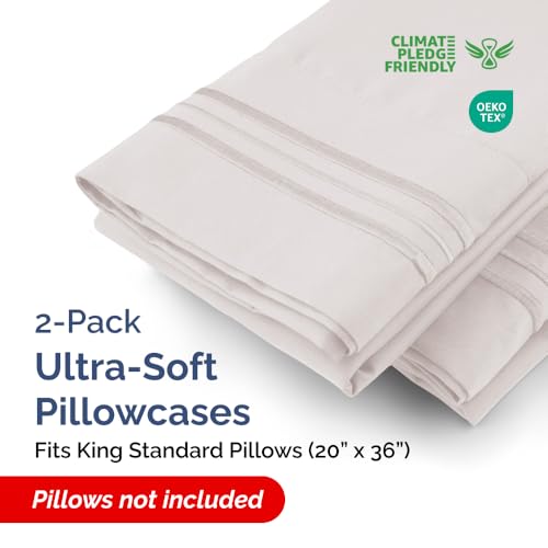 King Standard Pillow Cases Set of 2 - Soft Pillowcase Covers - Light Grey - color: 03 - Light Grey, size: King Standard