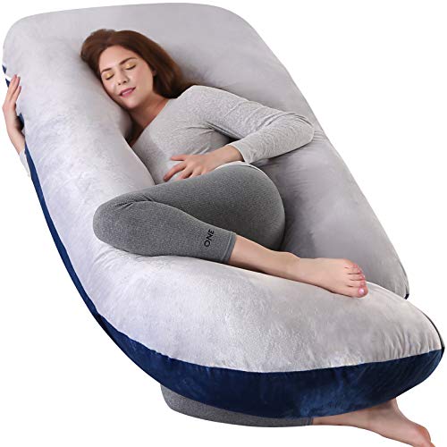 Elover U Shaped Pregnancy Pillow,Full Body Maternity Support - color: Velvet-blue and Grey