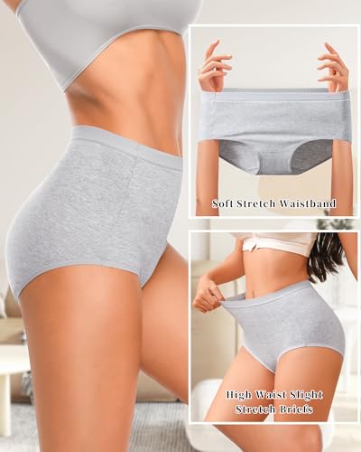 Annenmy High Waisted Panties Women's Cotton Underwear Full Coverage Briefs Soft Breathable Stretch Briefs Regular & Plus Size - color: Multicolor-1, size: X-Large