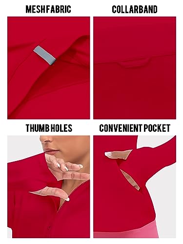 VUTRU Women's Workout Yoga Jacket Full Zip Running Athletic Track Jacket - color: Back Mesh Vent Red, size: X-Small