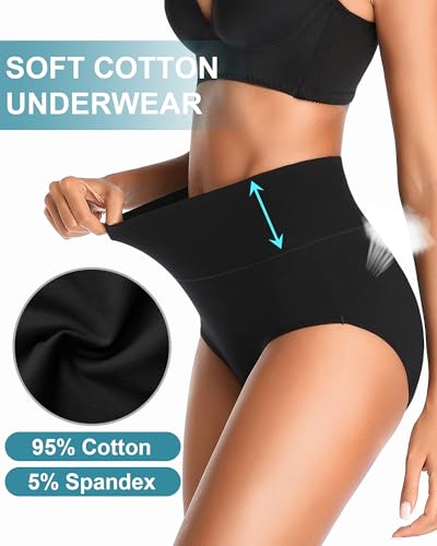 OUENZ Womens Underwear Cotton High Waisted Panties Full Coverage Postpartum Briefs Soft Stretch Ladies Underpants Multi Pack - color: Multicolor a, size: Medium