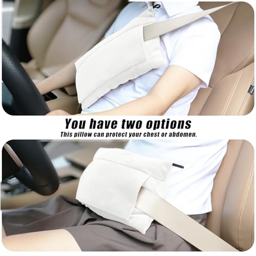 Post Surgery SeatBelt Pillow for Pregnancy Mastectomy Hysterectomy Recovery - color: Ivory