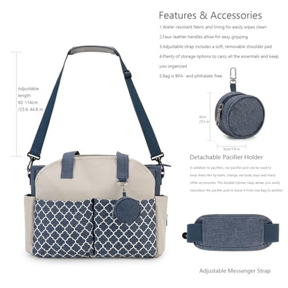 Diaper Bag Tote Large Baby Changing Bag with Changing Station - color: Blue