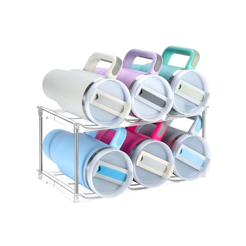 Sbosbo Water Bottle Organizer, Stackable Bottle Storage Rack, 4 Pack Water Bottle Holder for Kitchen Fridge Cabinet Organization and Storage, Plastic Wine Rack/Drink Bottle Holder (2 Pack - Hold 6) - size: 2 Pack - Hold 6